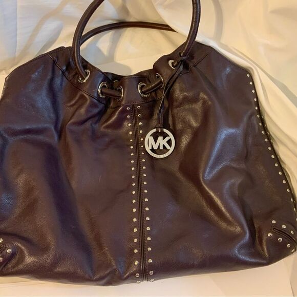 Michael Kors Purple Studded Details Large Shoulder Bag Purse - Picture 1 of 16